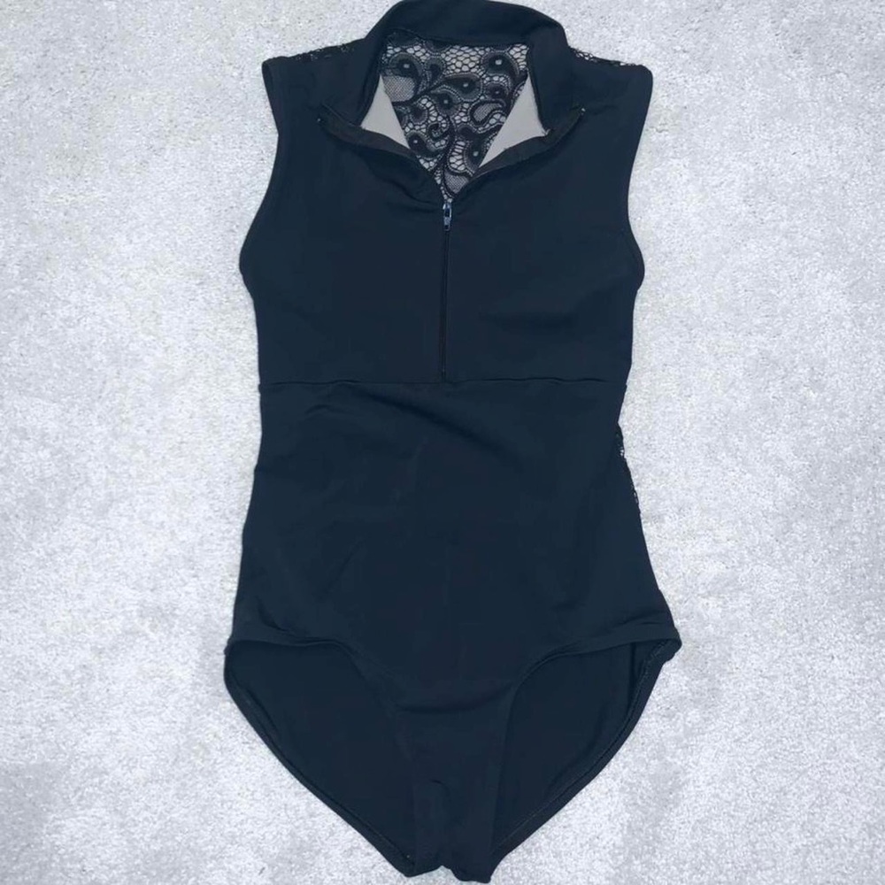 Natalie Womens Mock Neck Lace Back Tank Ballet Dance Leotard